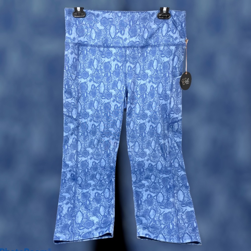 🛍️SALE🛍️ Cali Active Leggings Python Blue Print with Side Pockets - Picture 5 of 10